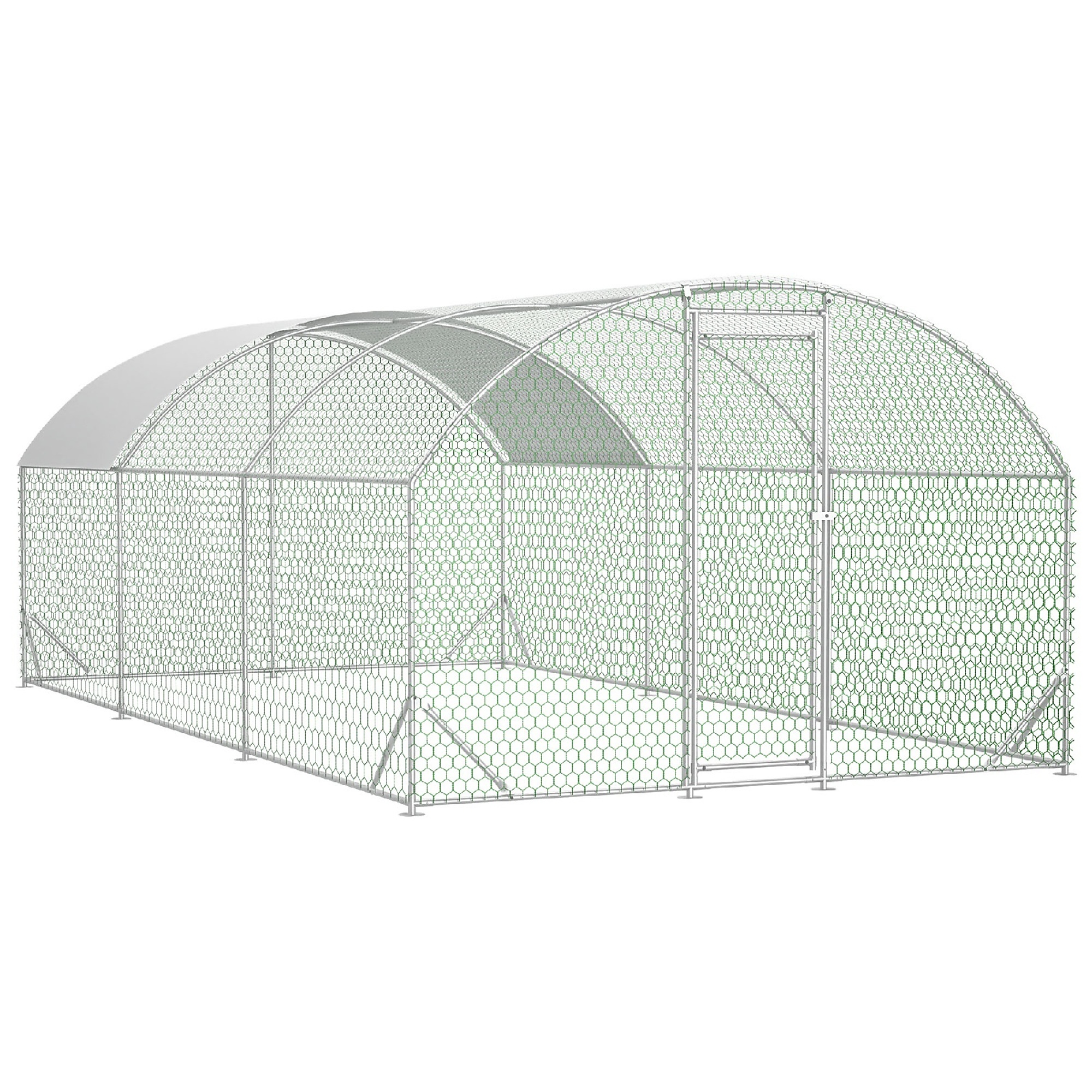 BlackTeck Galvanized Wire Chicken Coop — 9.84ft. x 19.68ft. x 6.56ft., Waterproof Cover, Dome Shaped, Walk-In Cage, Model# N2-171905